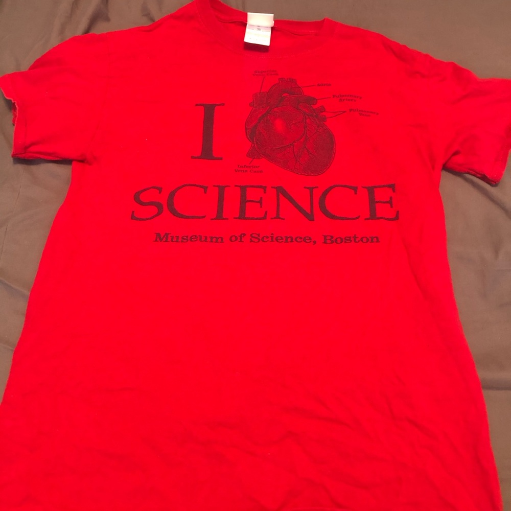 Red “I heart science” T-shirt